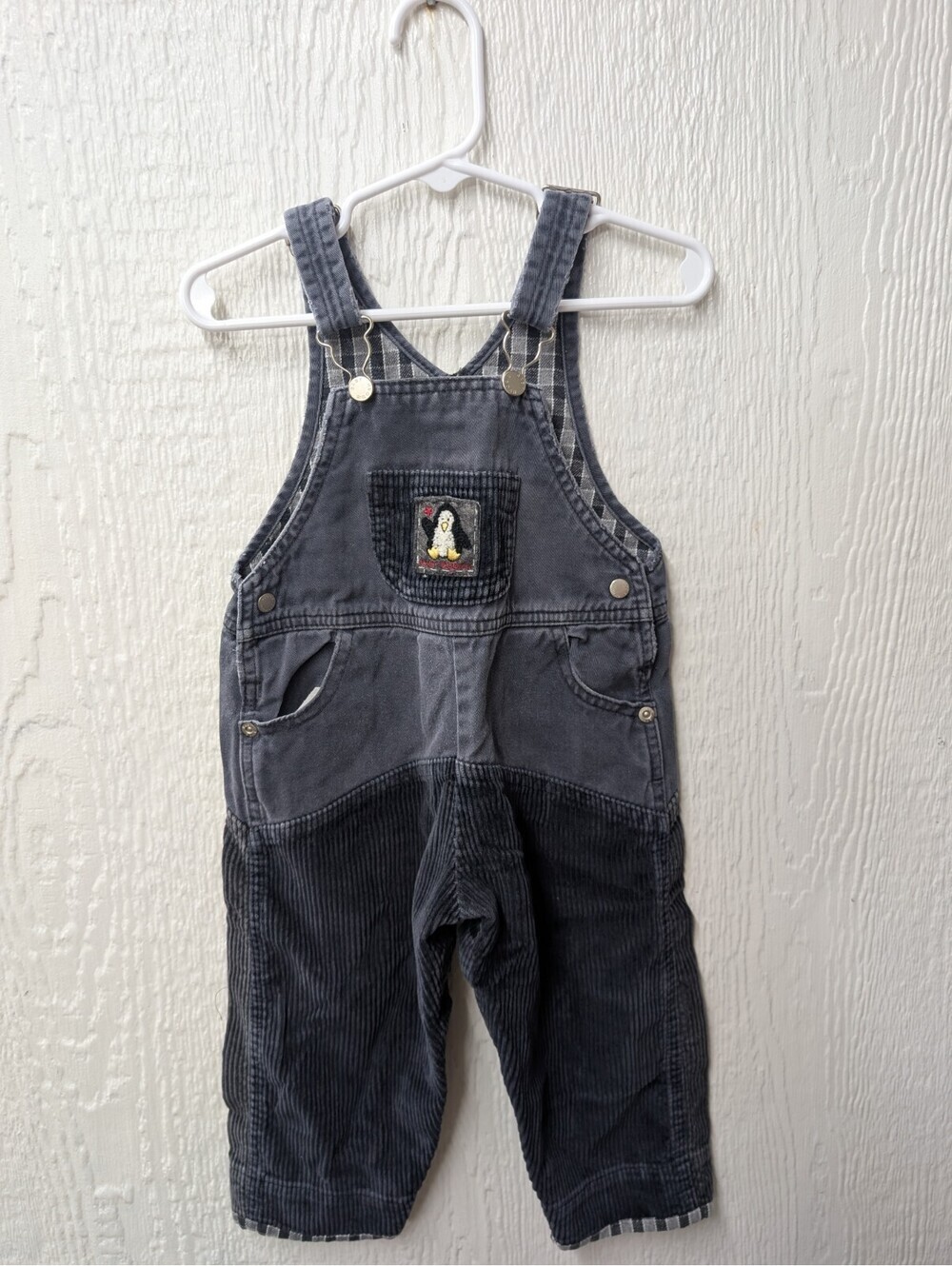 Vintage OSHKOSH Baby B’GOSH Corduroy Overalls Penguin Size 18 Months